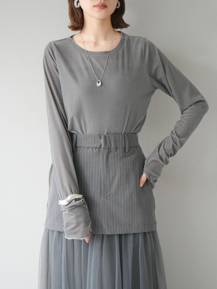 [予約]シアーベロアフィンガーホールトップス/グレー