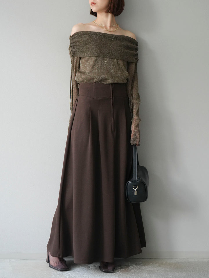 [予約]ラメシアーウィンガーホールオフショルトップス/ブラウン