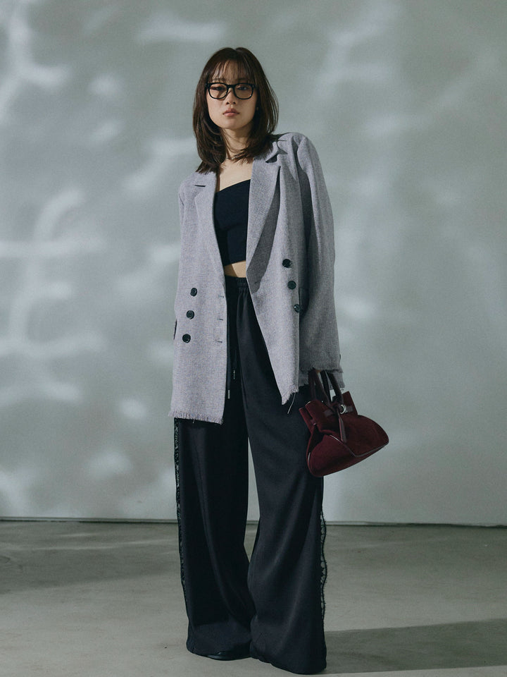 [予約]スラブツイードフリンジテーラージャケット/gray