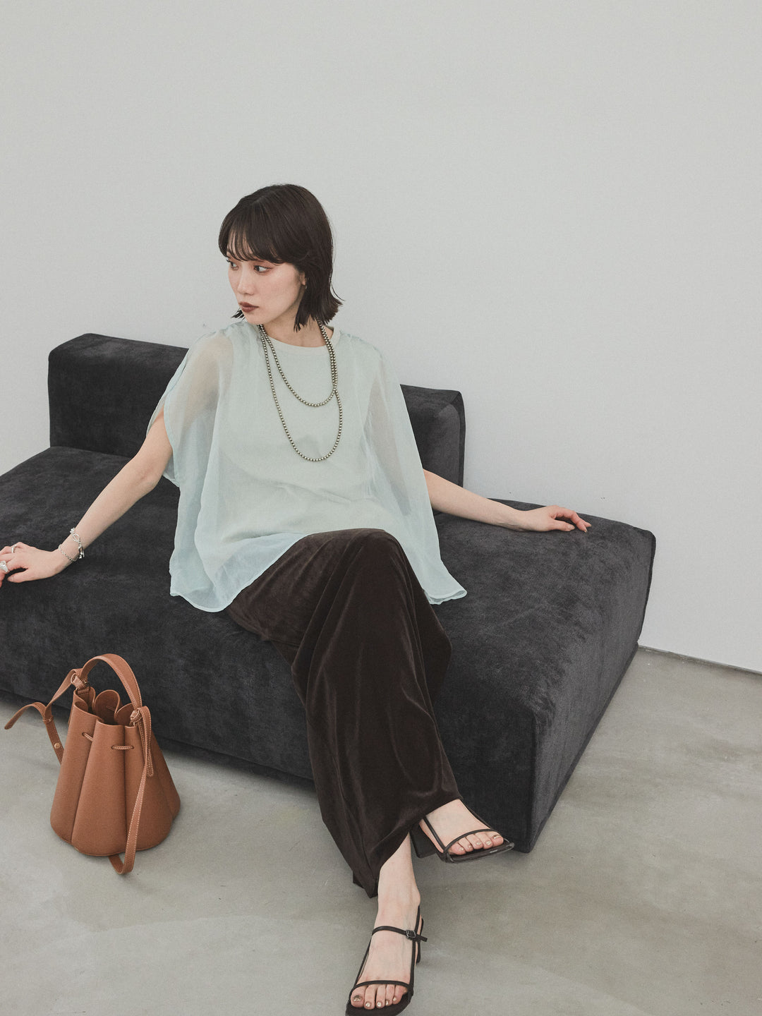 [予約]コンパクトスムースシアーレイヤードトップス/ミント