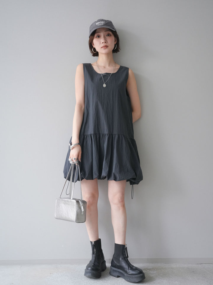 [予約]ドロストバルーンミニワンピース/charcoal