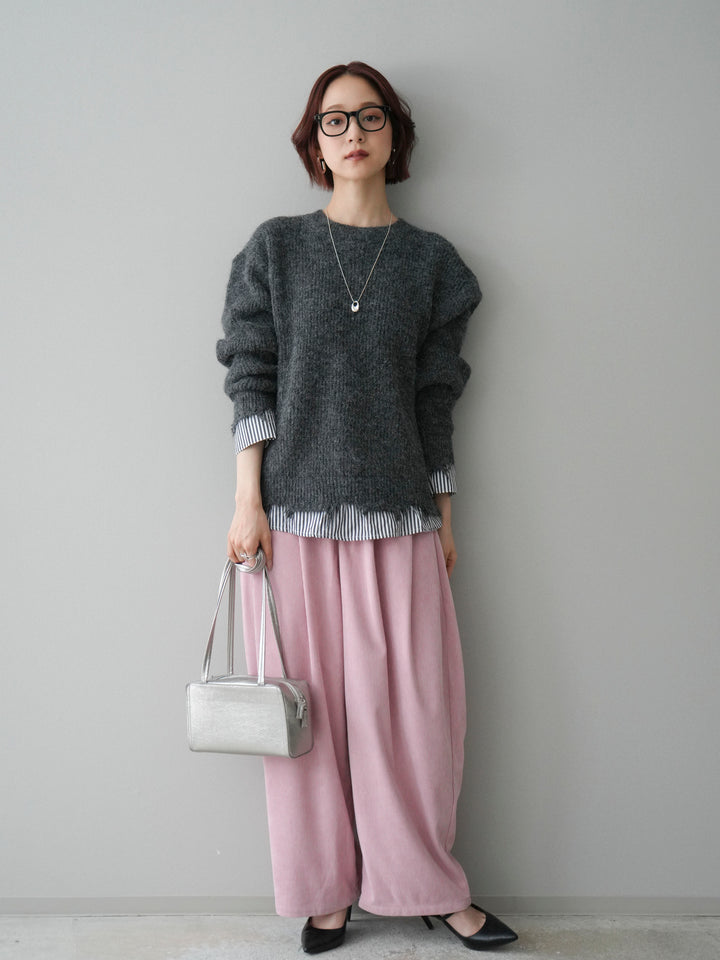 [予約]コーデュロイサイドタックコクーンパンツ/pink