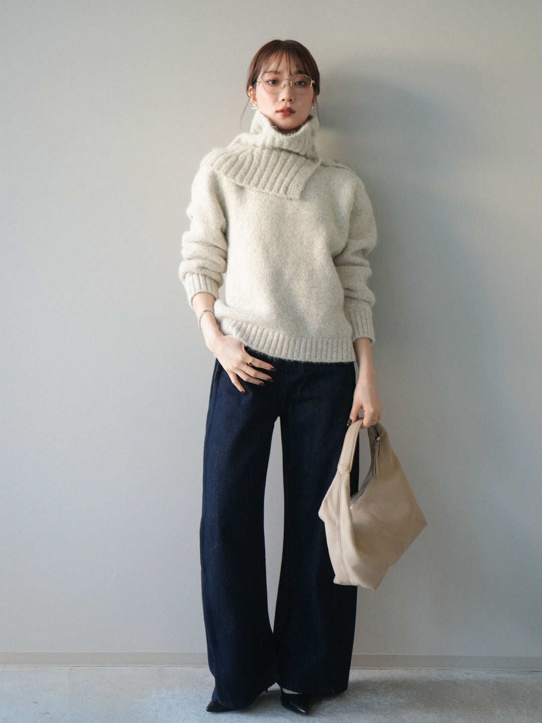 [予約]バレルレッグデニムパンツ/navy