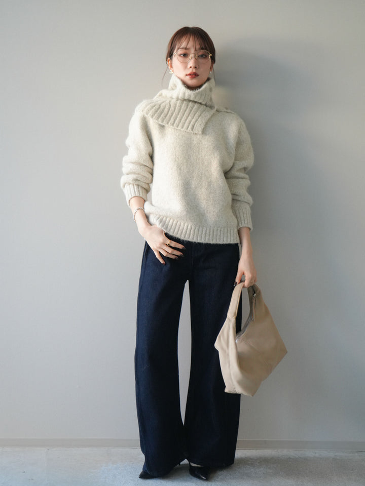 [予約]バレルレッグデニムパンツ/navy