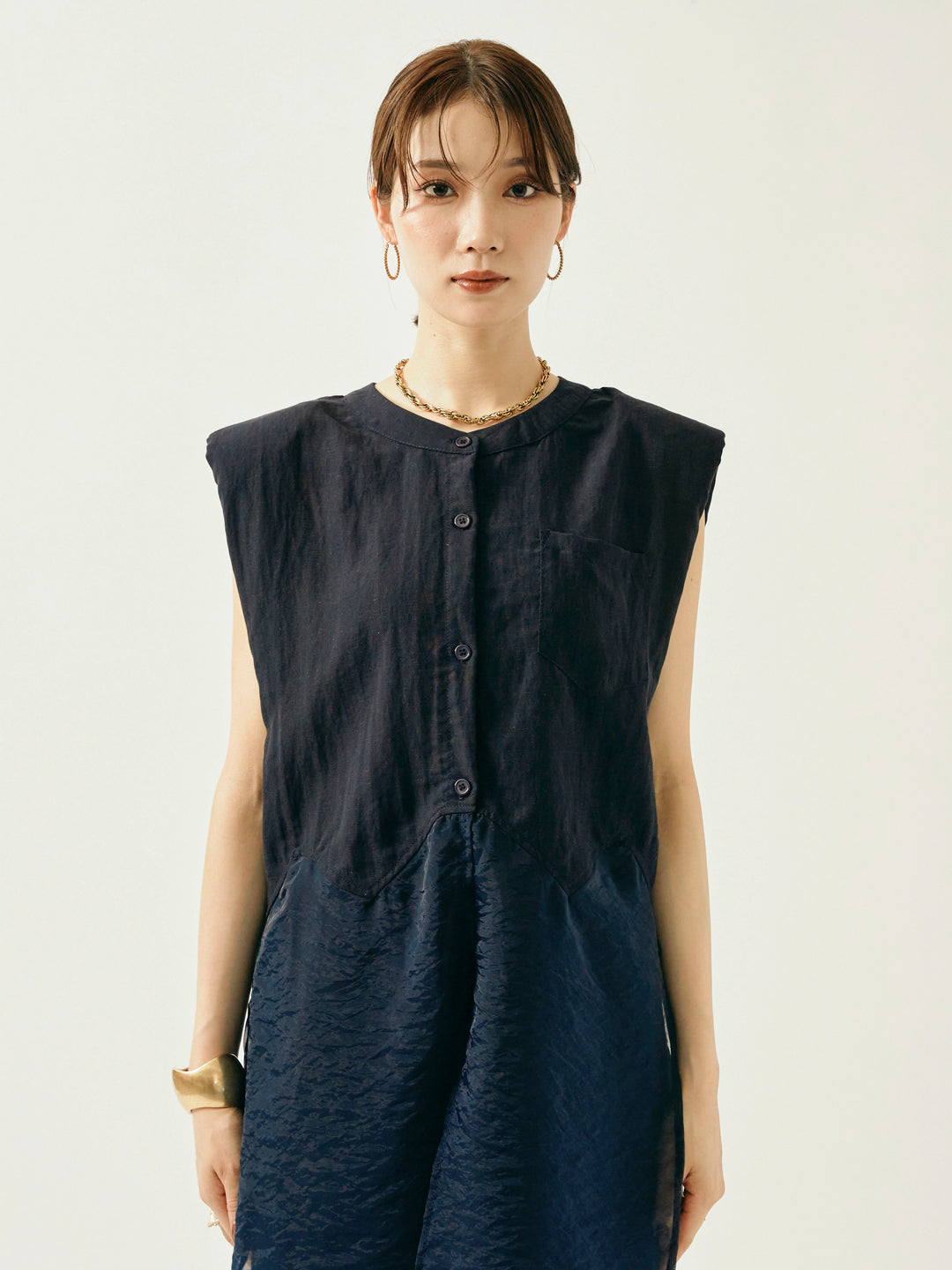 [SET]オーガンジーヘムブラウス＆ワイドパンツSET UP(2set)