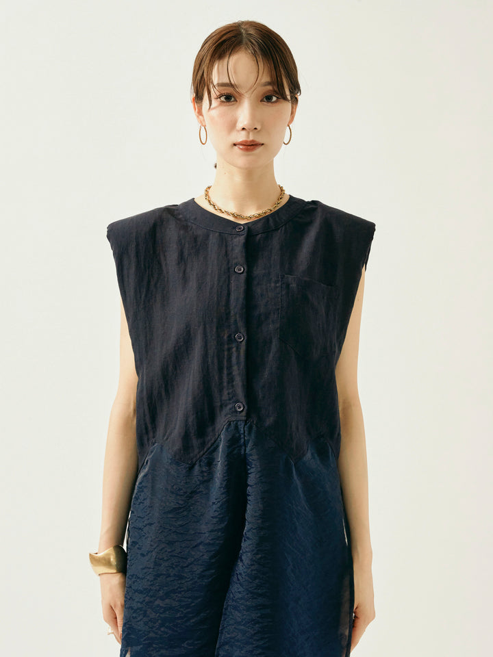 [SET]オーガンジーヘムブラウス＆ワイドパンツSET UP(2set)