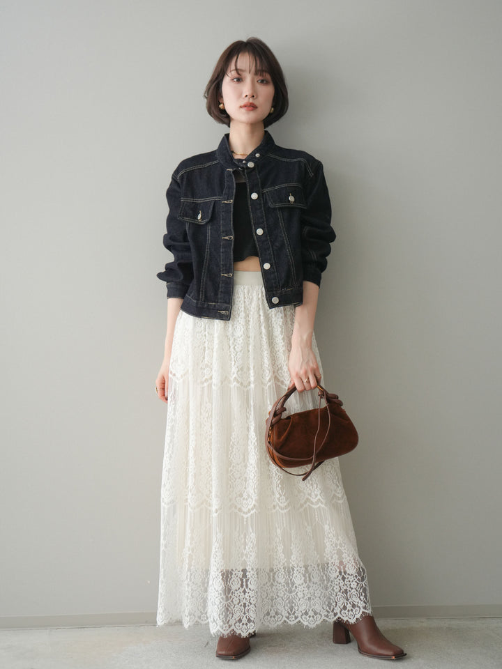 [予約]スタンドカラーコンパクトデニムジャケット/darkblue