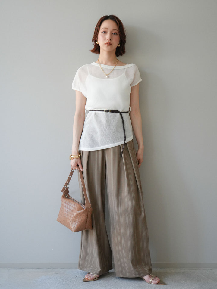 [予約]ベルト付アシメシアーニットトップス/white