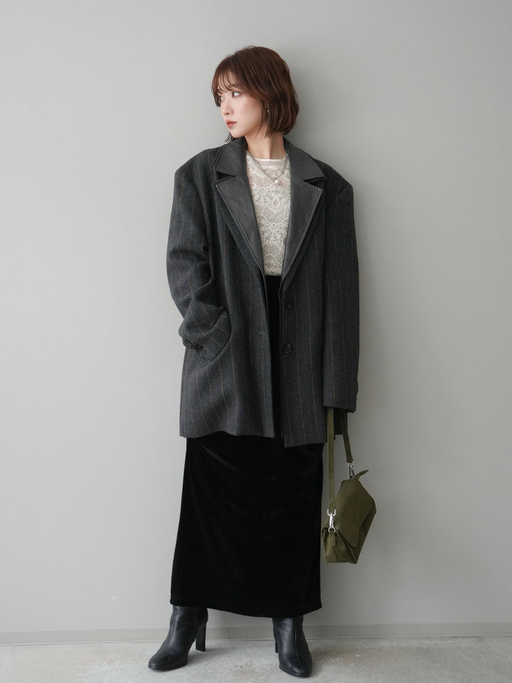 [20%オフ]レイヤードデザインツイードテーラードジャケット/charcoal