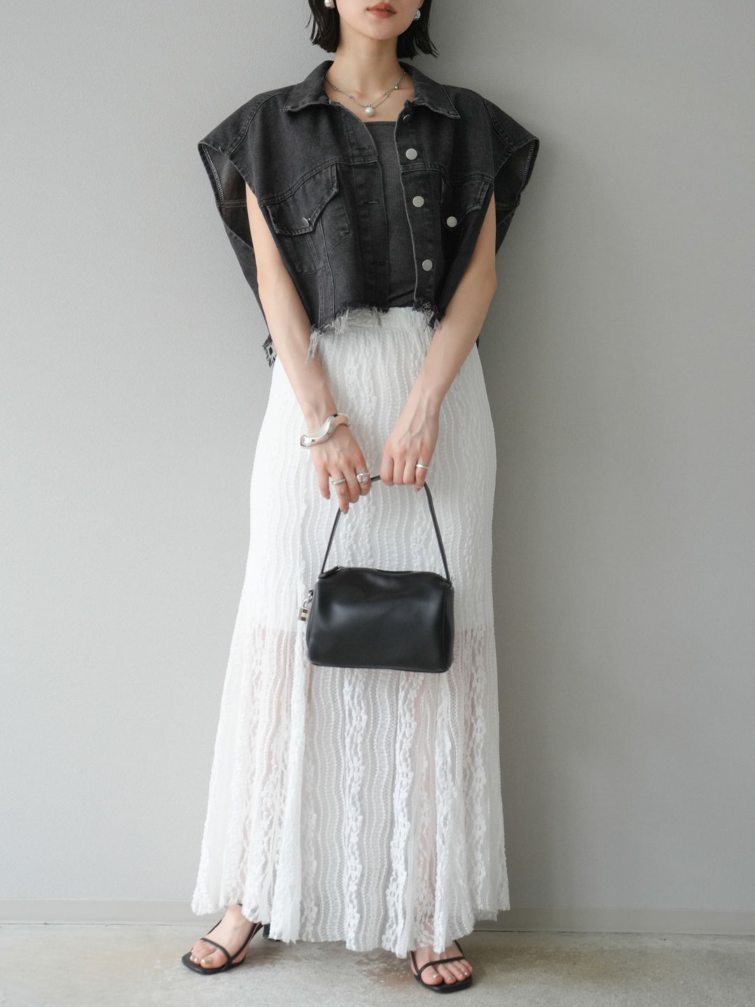 [予約]レースナロースカート/ホワイト