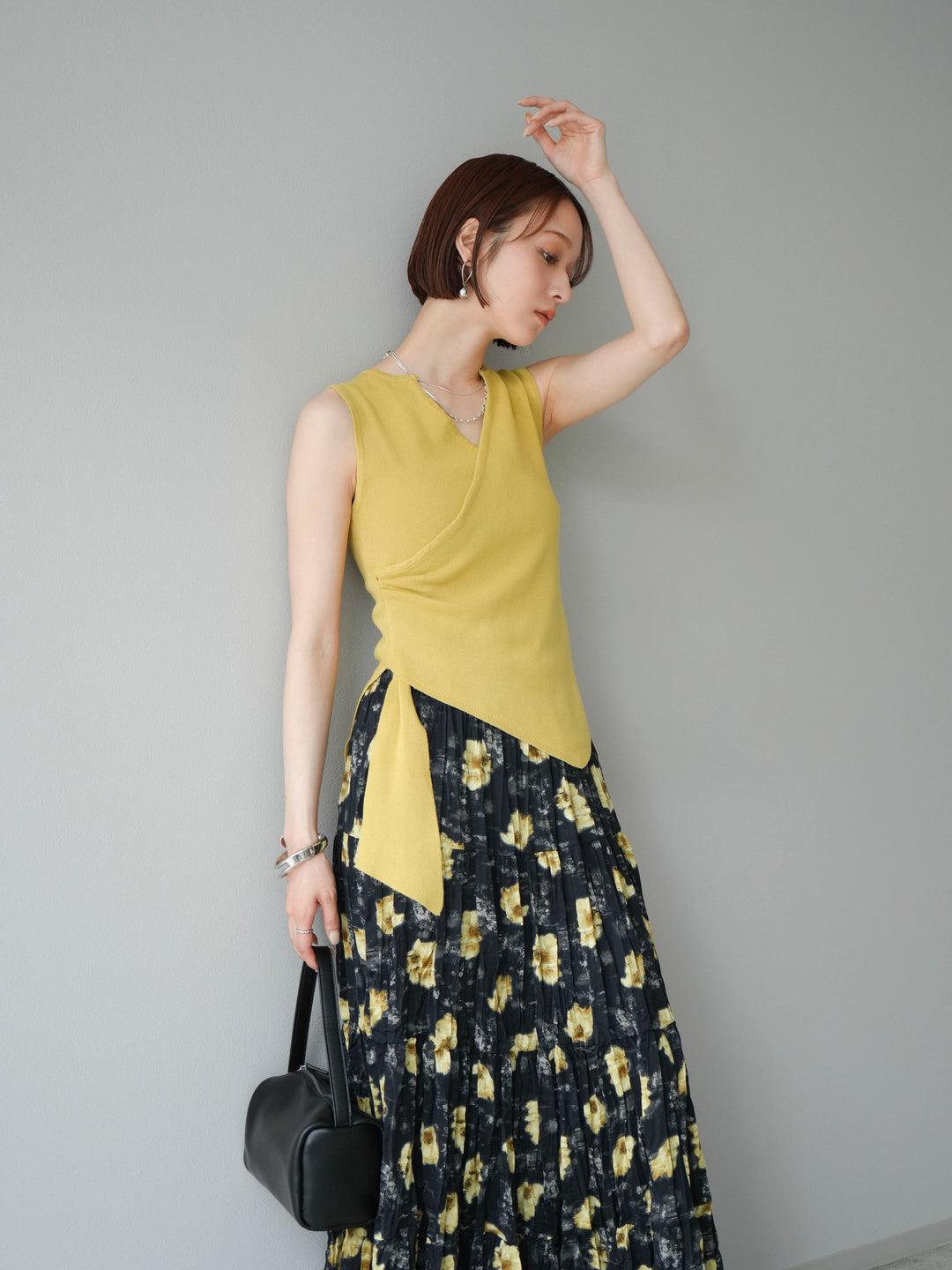 [SET]カシュクールノースリーブニットトップス+カシュクールノースリーブニットトップス(2set)