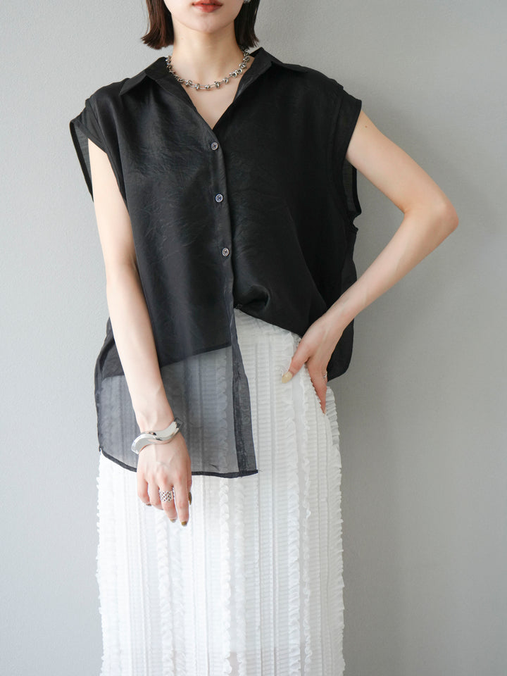 [SET] 硬紗層疊透視襯衫 + 硬紗層疊透視襯衫 (2set)