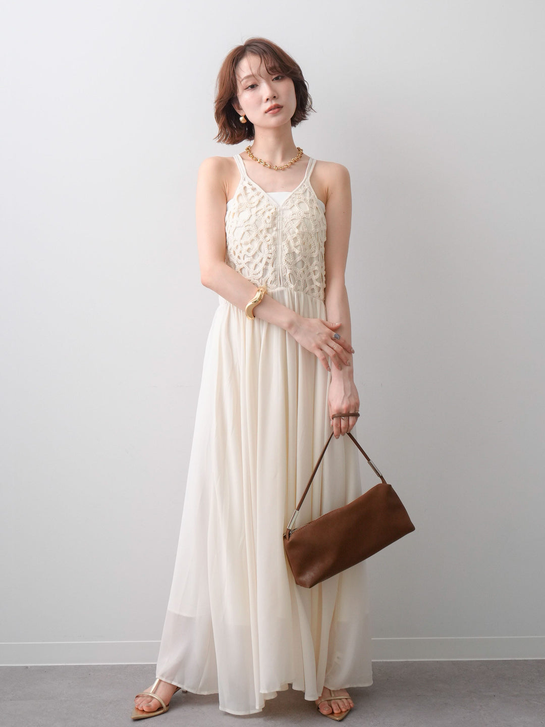 [予約]クロシェシフォンキャミワンピース/ivory