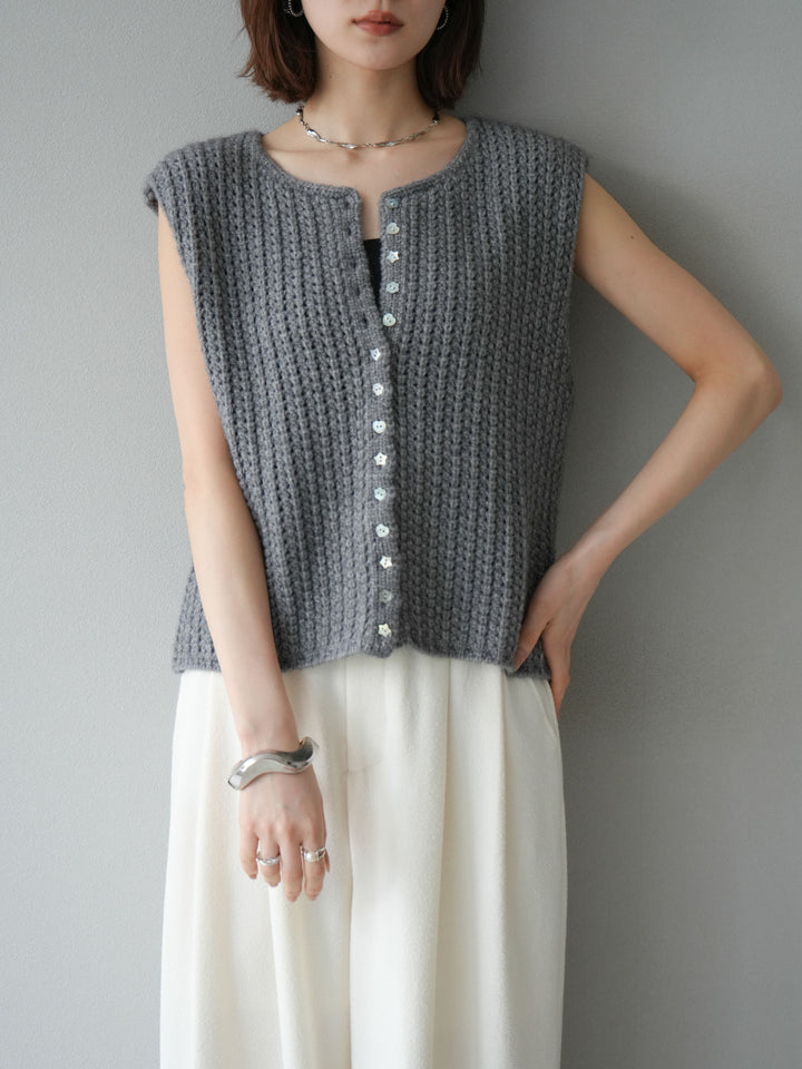 [予約]ランダムボタンニットベスト/チャコール