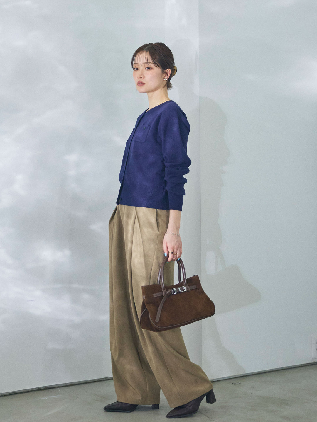 [予約]アシンメトリーウエストタックパンツ/beige