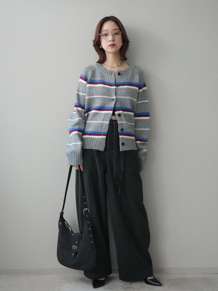 [予約]ベルト付裏起毛センターシームカーブパンツ/charcoal