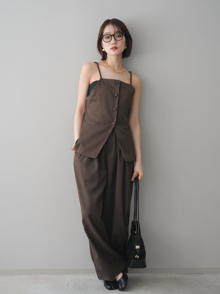 [予約]異素材ドッキングメニータックワイドパンツ/brown