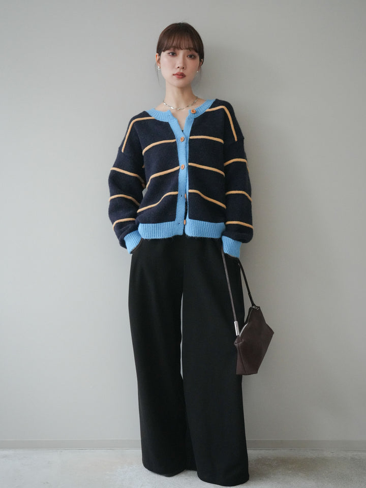 [予約]配色パイピングイージーパンツ/black