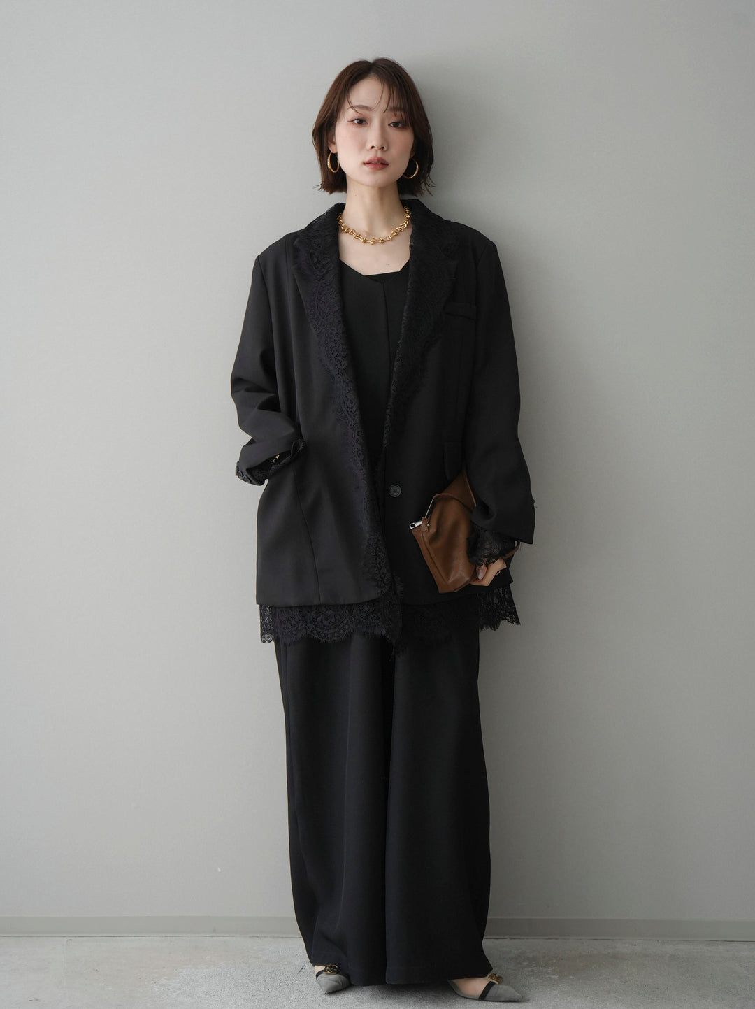 [予約]レースドッキングオーバージャケット/black