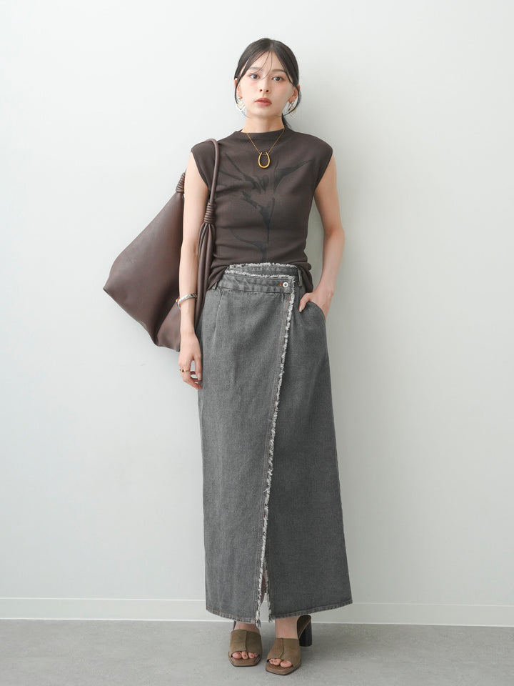 [予約]ビッグフラワーフレンチニットトップス/brown