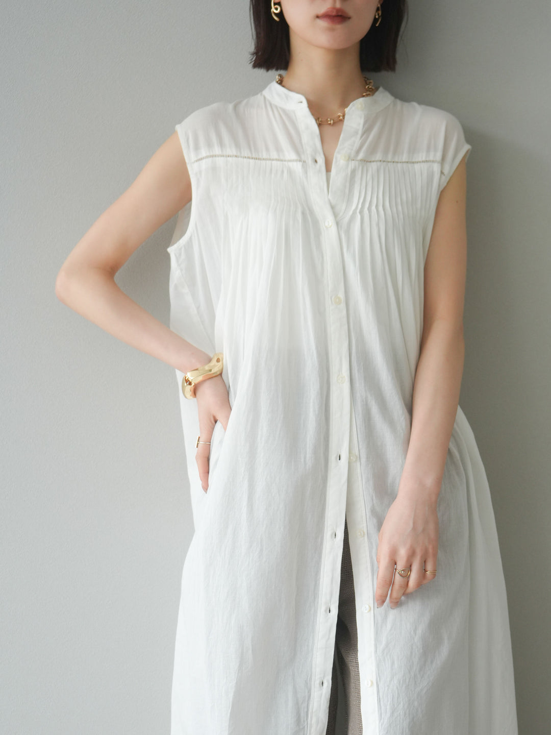 [予約]インド製コットンボイルワンピース/オフ