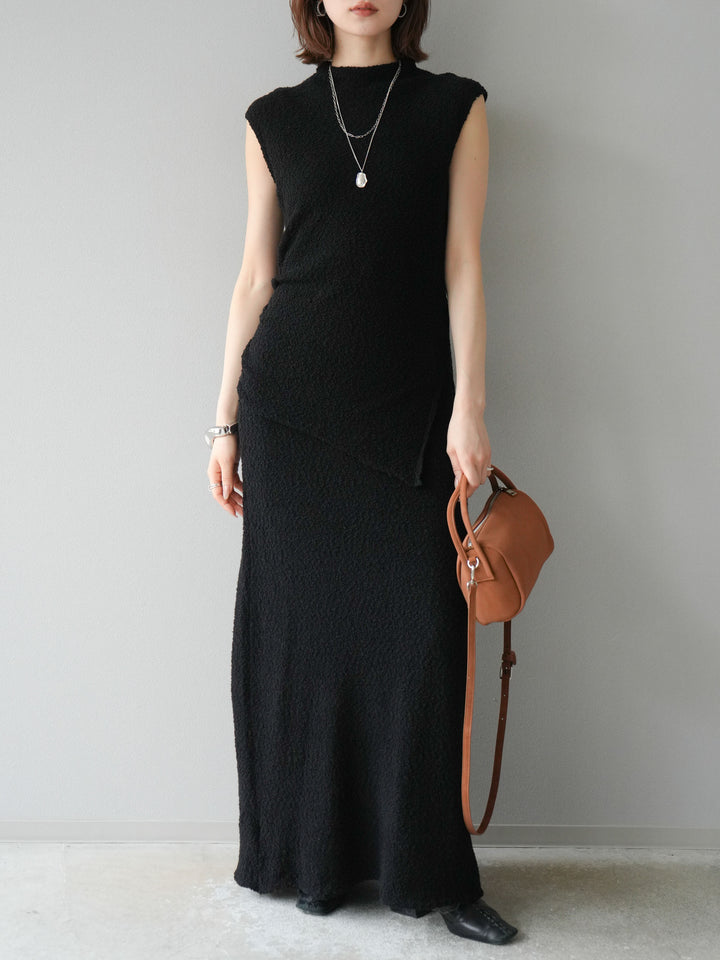 [予約]ブークレーニットIラインスカート/ブラック