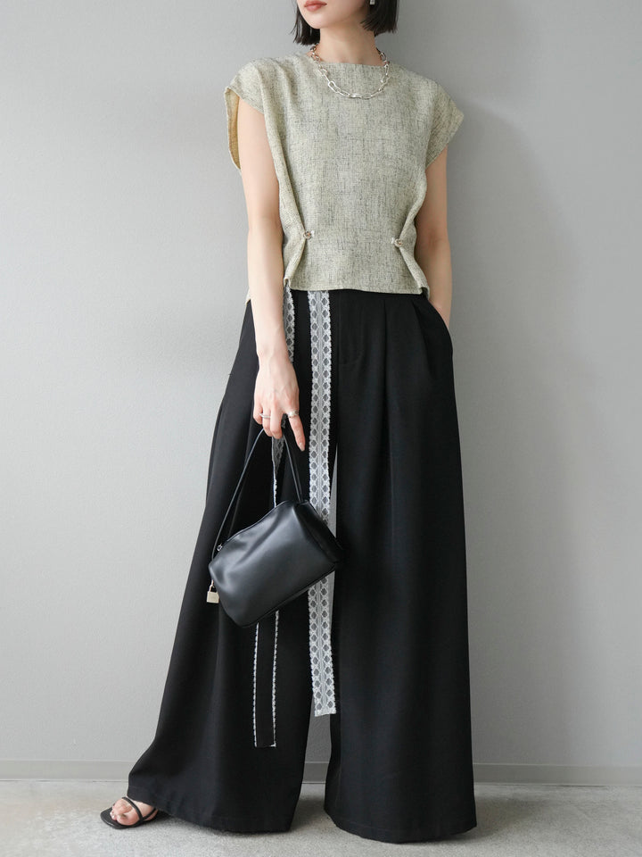 [予約]サマーツイードぺプラムブラウス/ベージュ