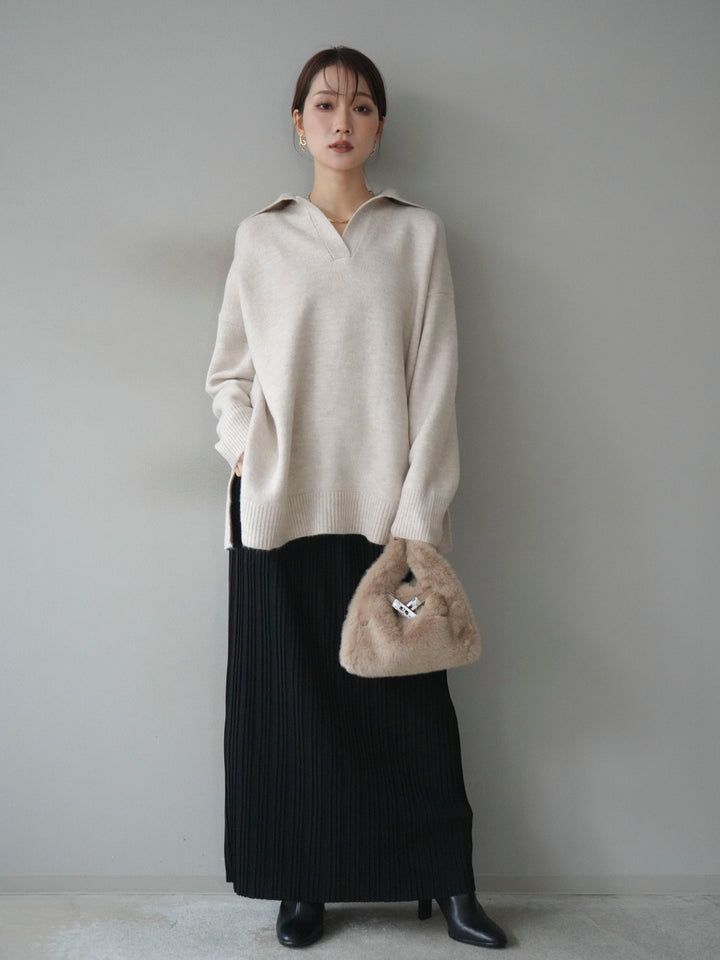 [予約]スキッパーオーバーニットプルオーバー/oatmeal