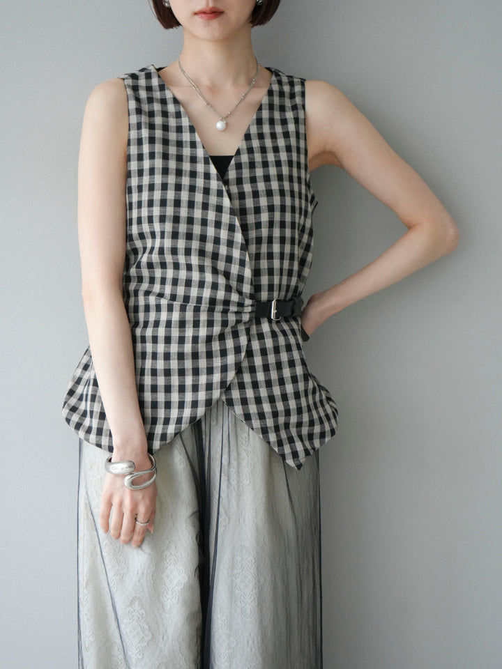 [SET]ベルトデザインバルーンブラウス+選べるアクセセット(2set)