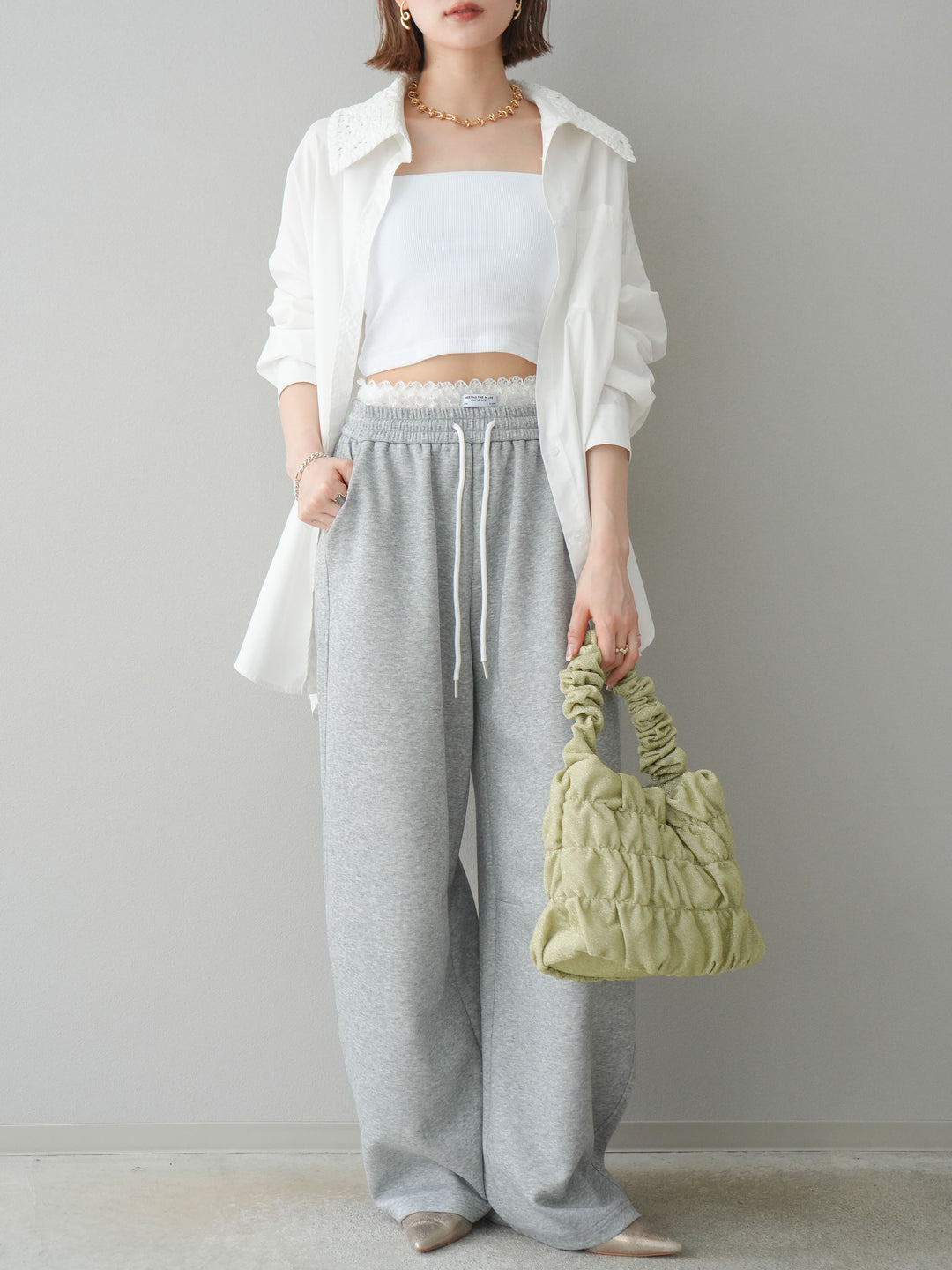 [予約]カップ付テレコリブベアキャミソール/オフ