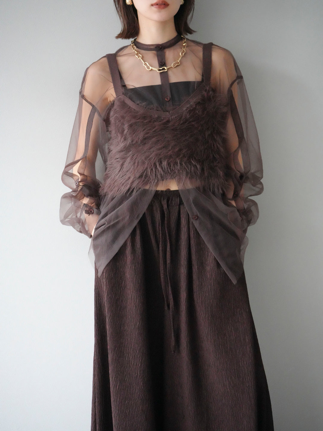 [予約]シャギーニットビスチェ/ブラウン