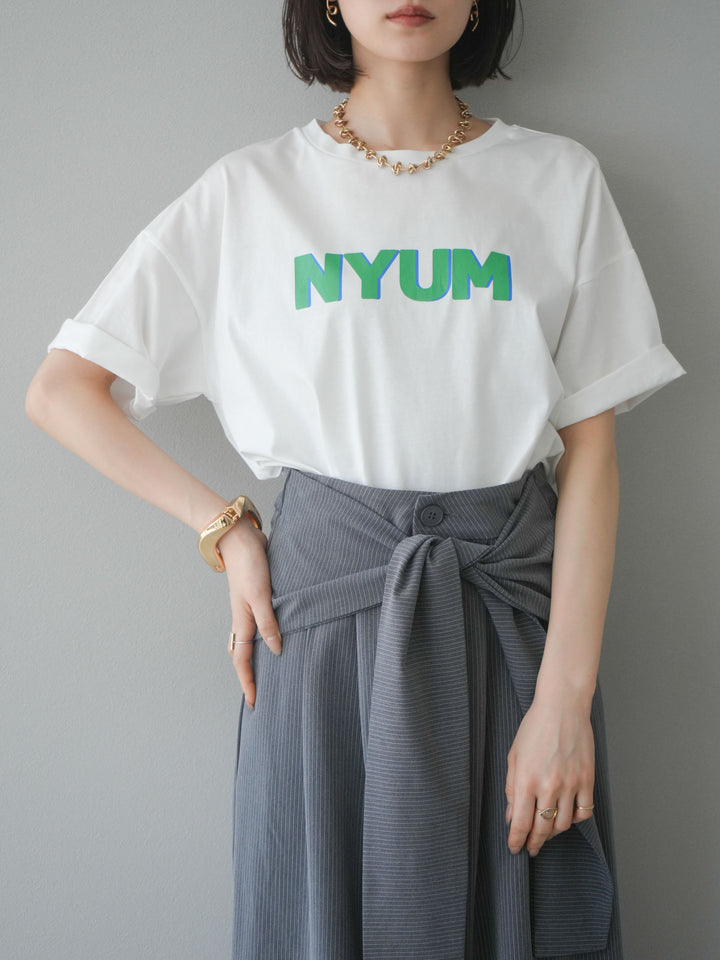 [預購] “NYUM” 標誌印花 Dry Touch 棉質 T卹/米白色