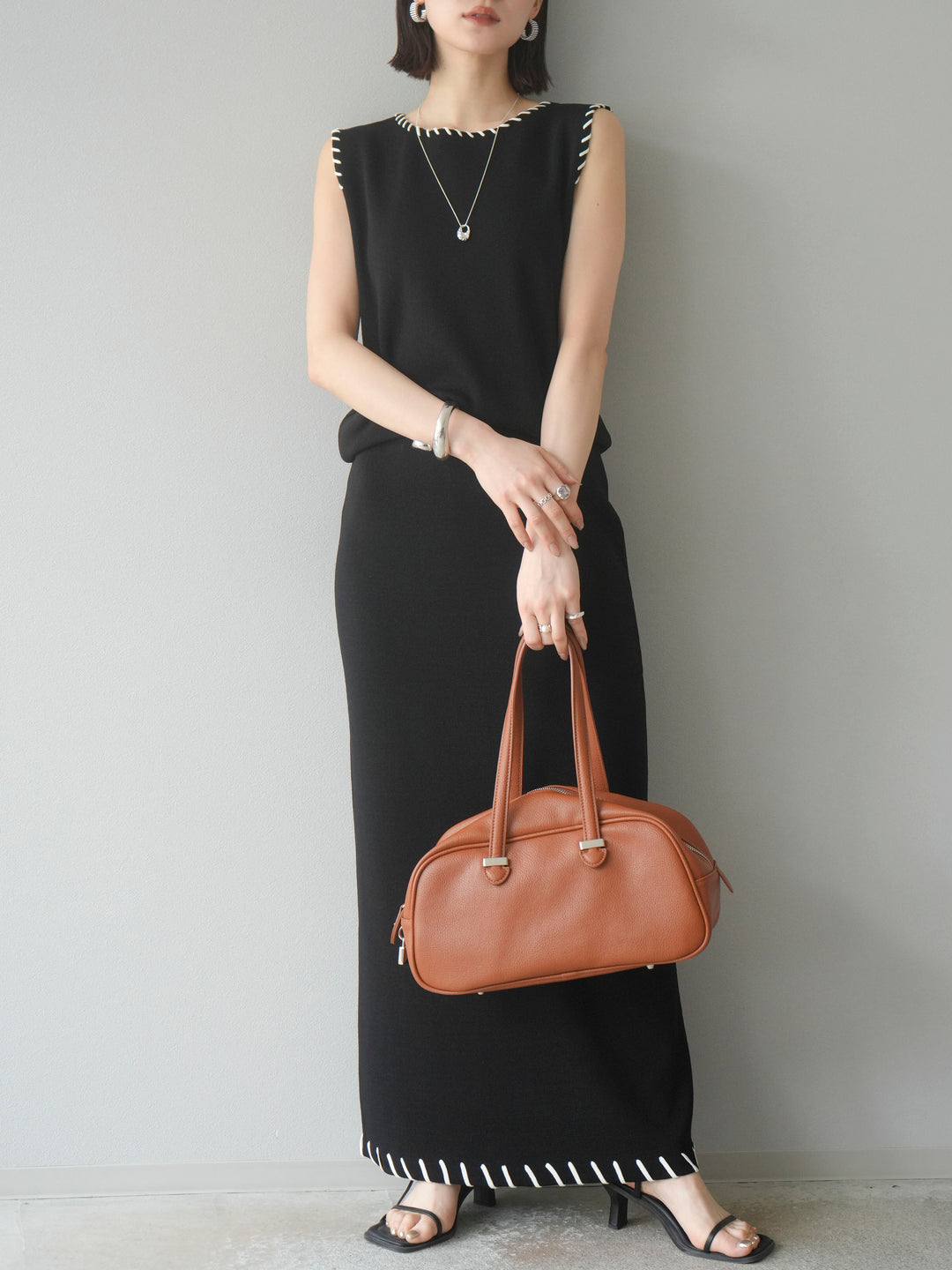 [SET] 亞麻手織套頭衫 + 亞麻手織緊身裙 (2 件套)