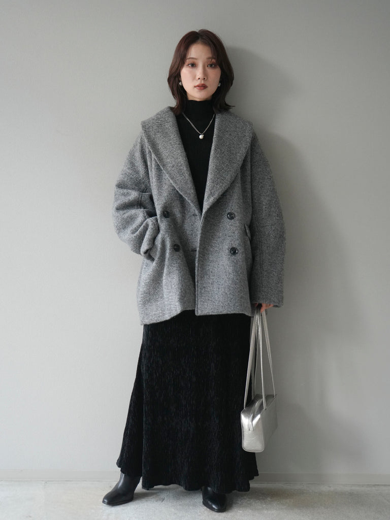 予約]ロービング襟付きミドルコクーンコート/charcoal – Lumier