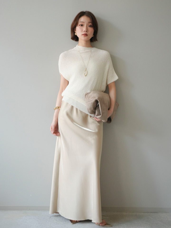 [予約]アシンメトリーローゲージニットトップス/ivory