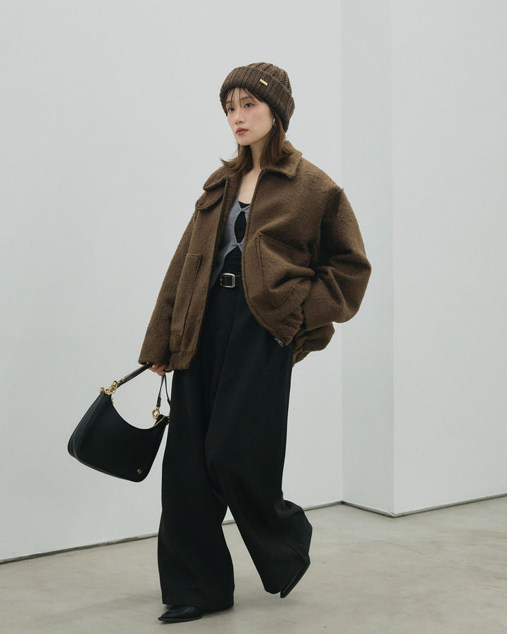 【Allure】[SET]スタンドカラーシャギーフライトジャケット+スタンドカラーシャギーフライトジャケット(2set)