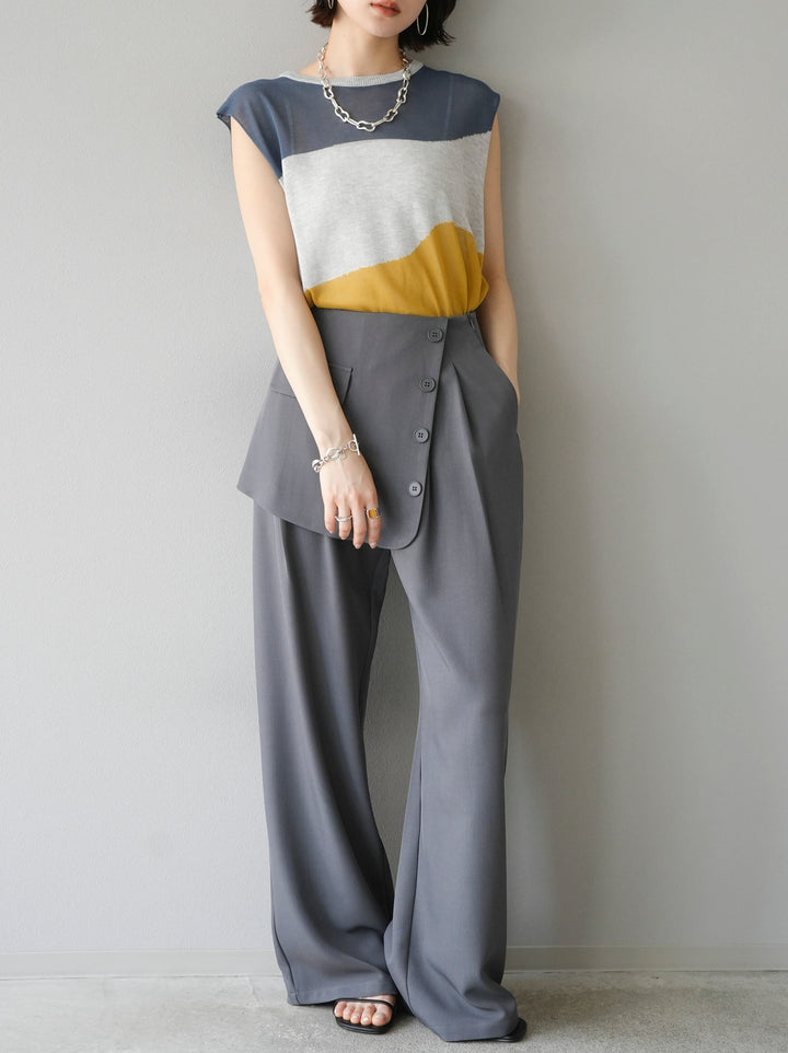 [Pre-order] Front flap slacks pants/gray