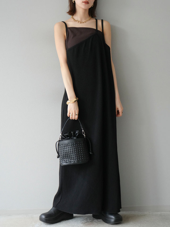 [予約]バイカラーレイヤードキャミワンピース/ブラック