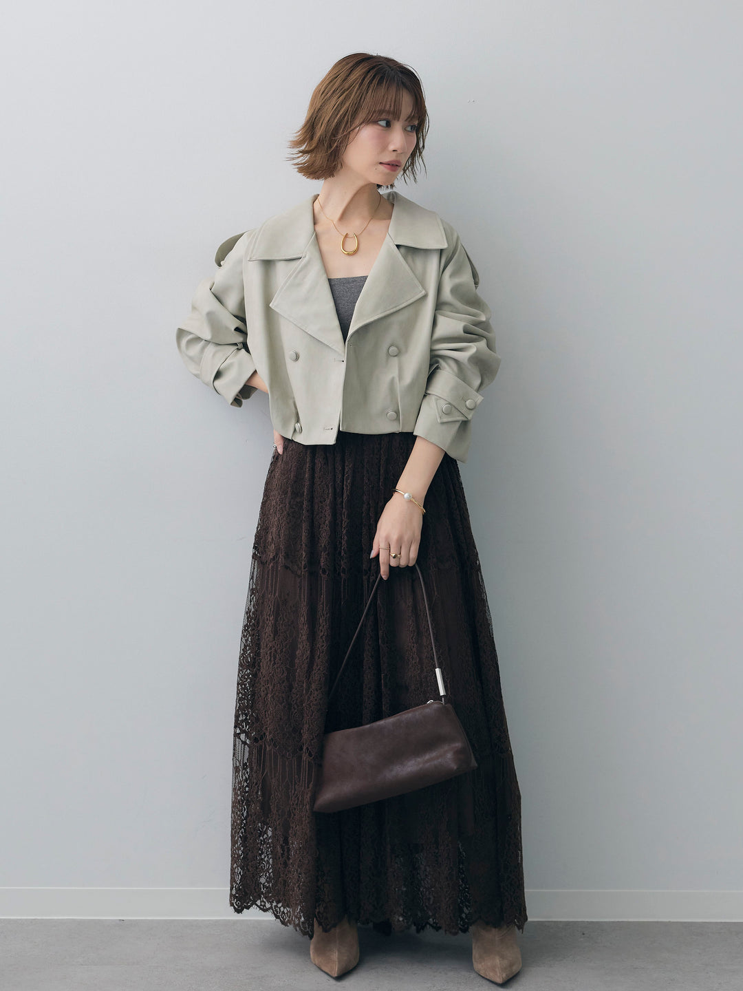 [SET]レザークロップブルゾン+レザークロップブルゾン(2set)