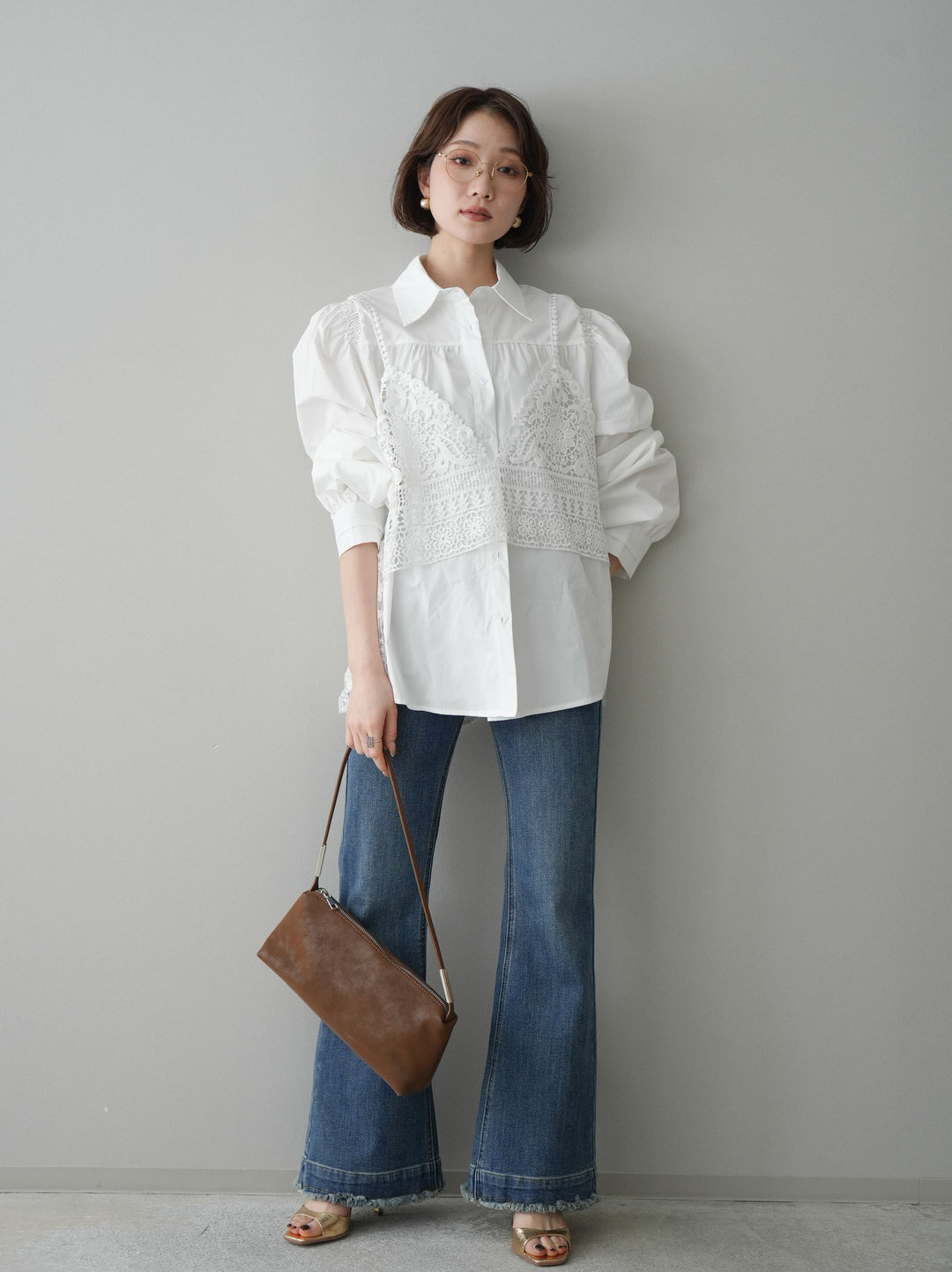 [予約]フリンジデザインセミフレアデニム/blue