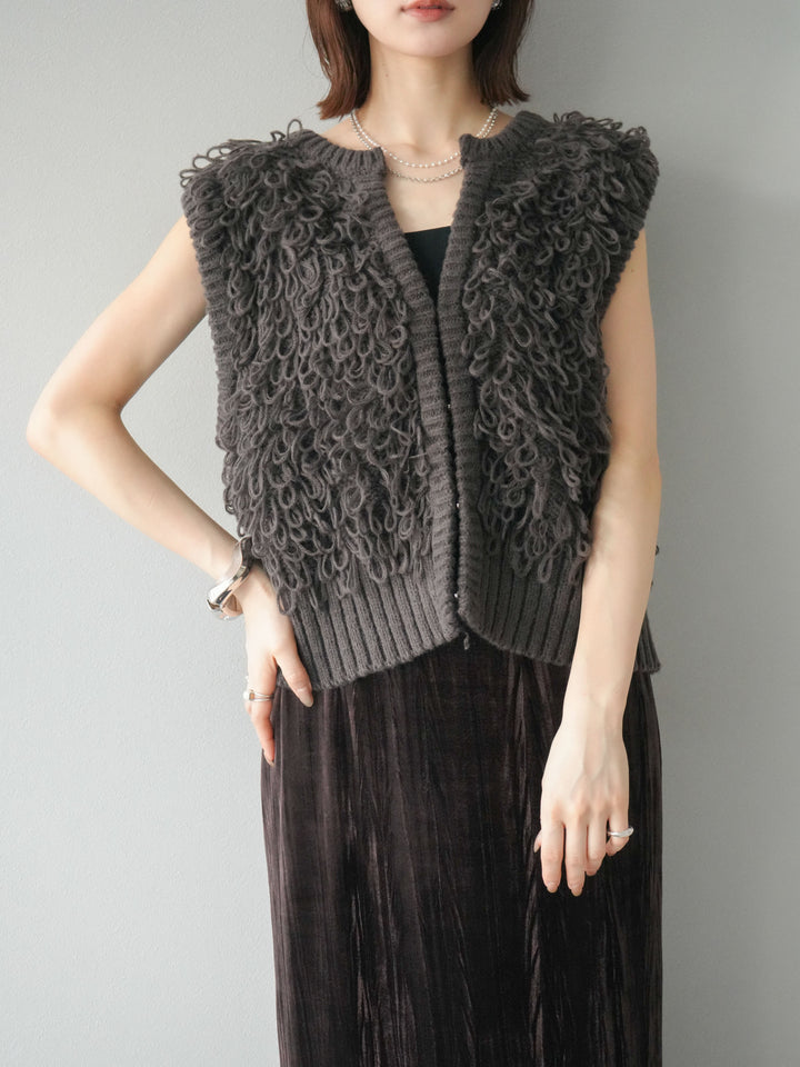 [予約]ループデザインホックベスト /ダークブラウン