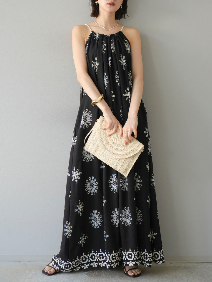 【預購】民族風吊帶洋裝/黑色