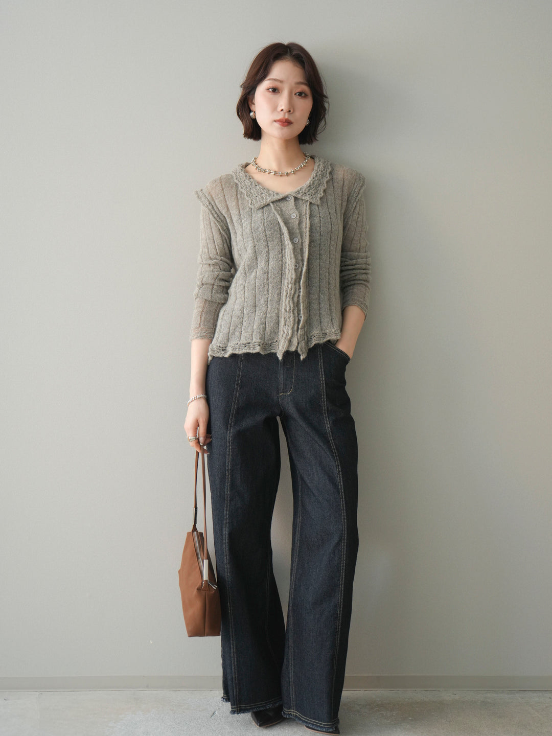 [SET]センターステッチストレッチカットオフデニムパンツ+センターステッチストレッチカットオフデニムパンツ(2set)