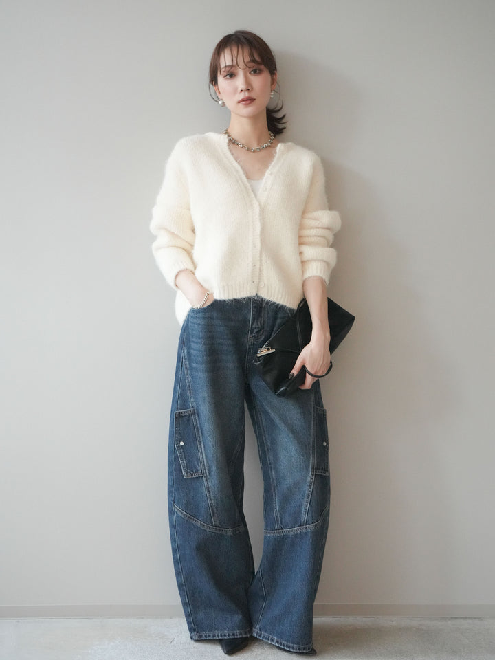 [予約]カーゴデザインコクーンデニムパンツ/navy