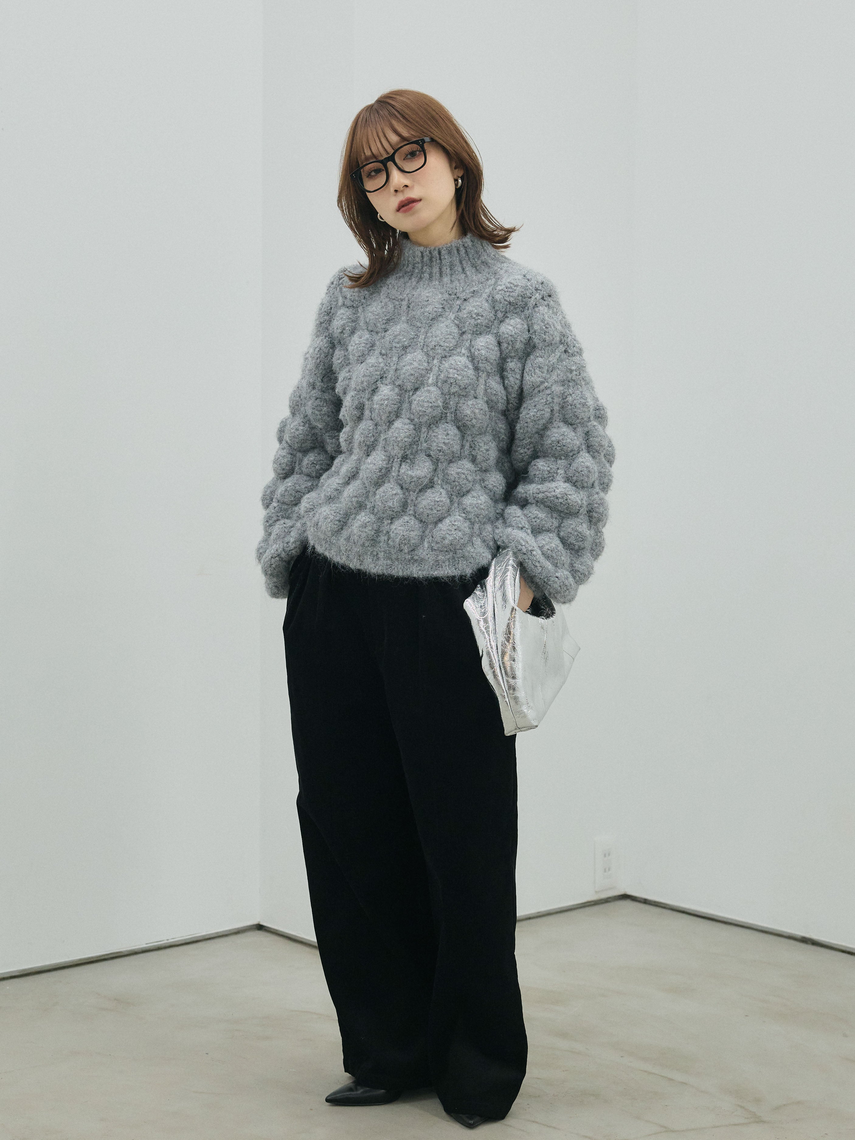 Allure】[SET]ポップコーンハイネックニットプルオーバー+ポップコーン