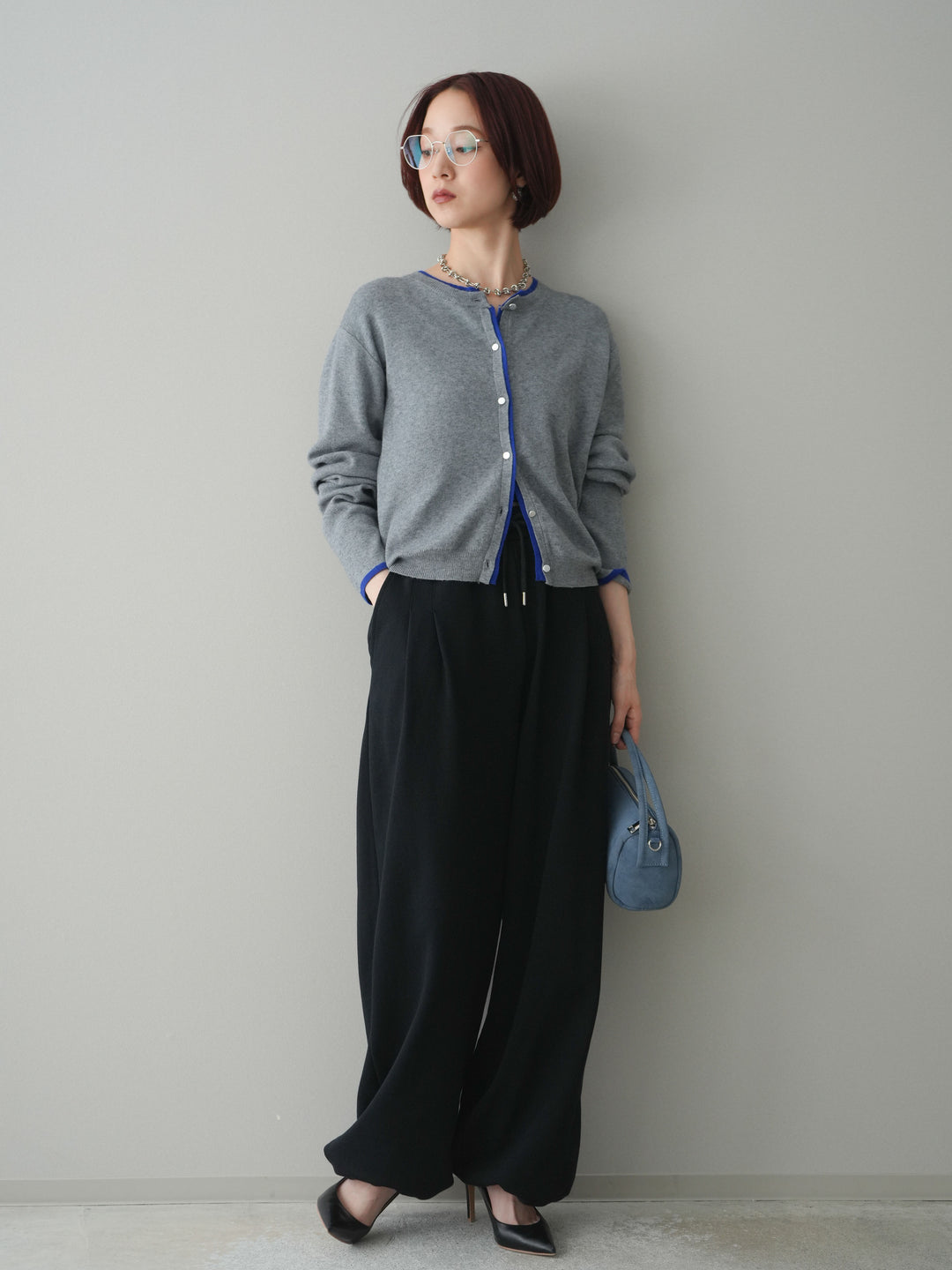 [予約]裾ドロストタックスウェットパンツ/black