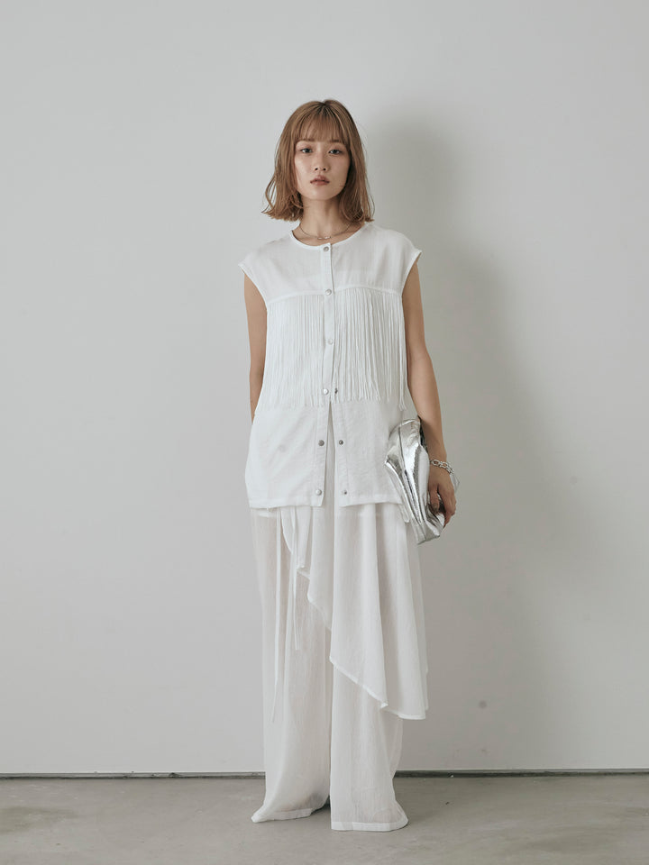 [予約]シアーワッシャーラップデザインパンツ/ホワイト