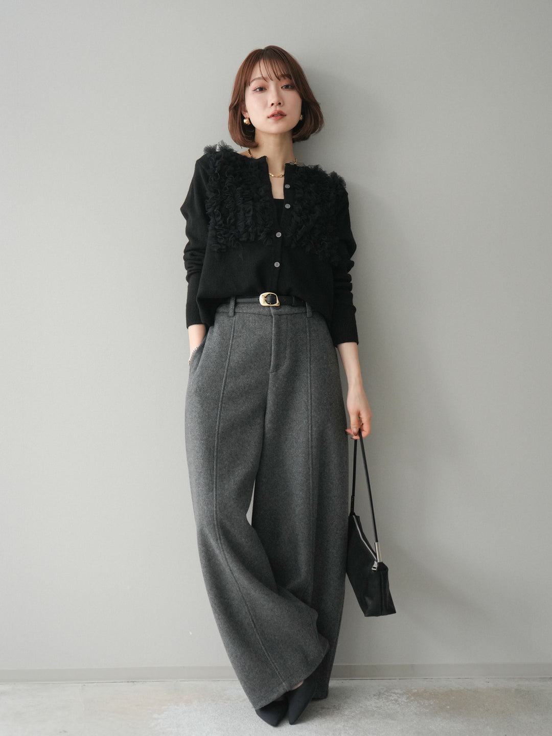 [予約]ウールタッチカーブパンツ/gray