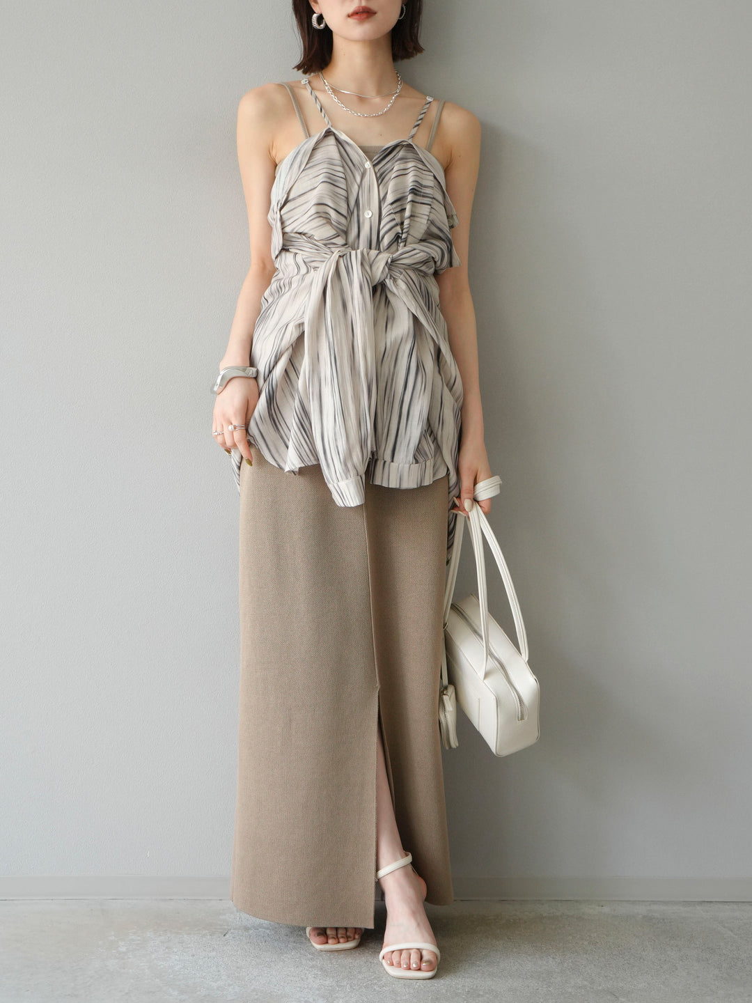 [予約]マルチWAYニュアンス柄オーバーシャツ/ベージュ