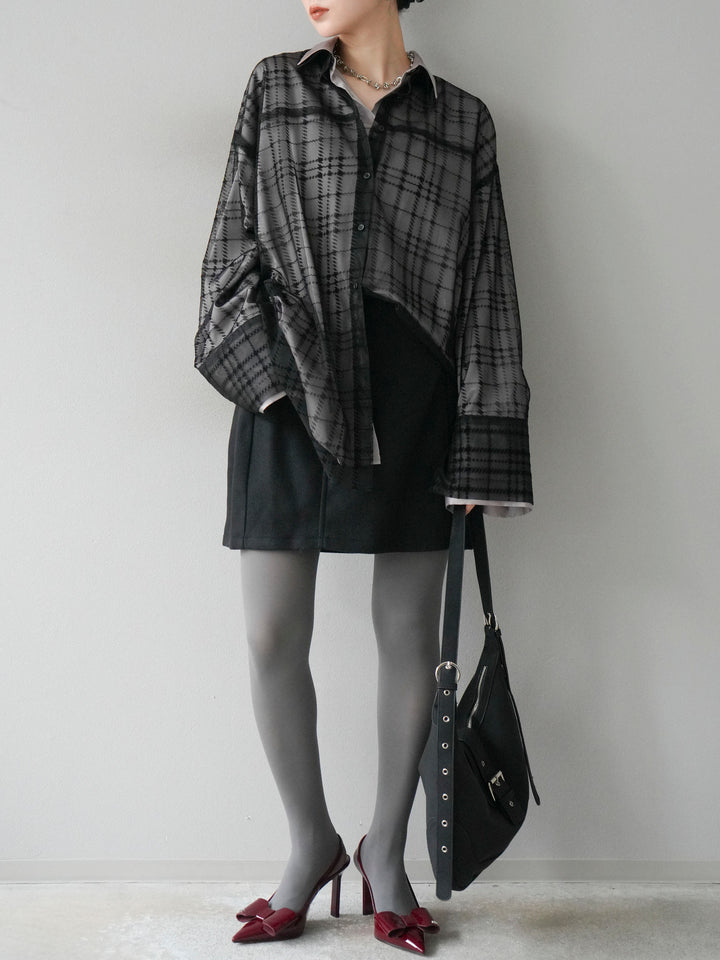 [予約]フェイクウールコクーンミニスカート/ブラック